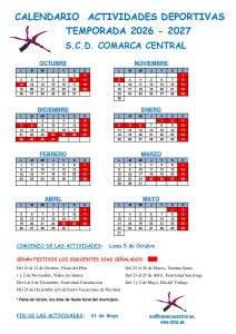 COMIENZO ACTIVIDADES DEPORTIVAS 2026/27